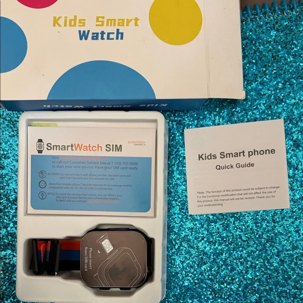 Kids 4G Smartwatch with SIM Slot - Black/Blue/Orange Bands